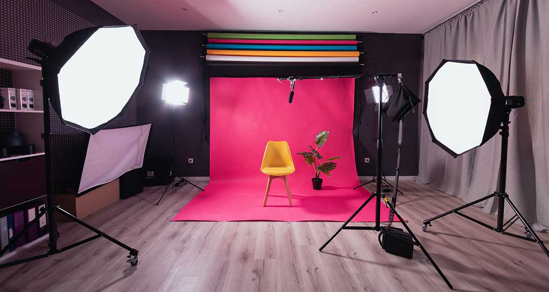 photography lighting and color setup at studio